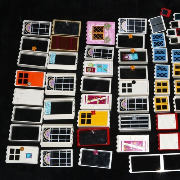 Lego friends doors windows white frames 28327 lot castle door, panes - Picture 1 of 16